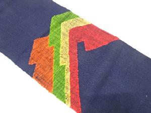 手織り真綿紬　変わり遠山模様織り出し名古屋帯